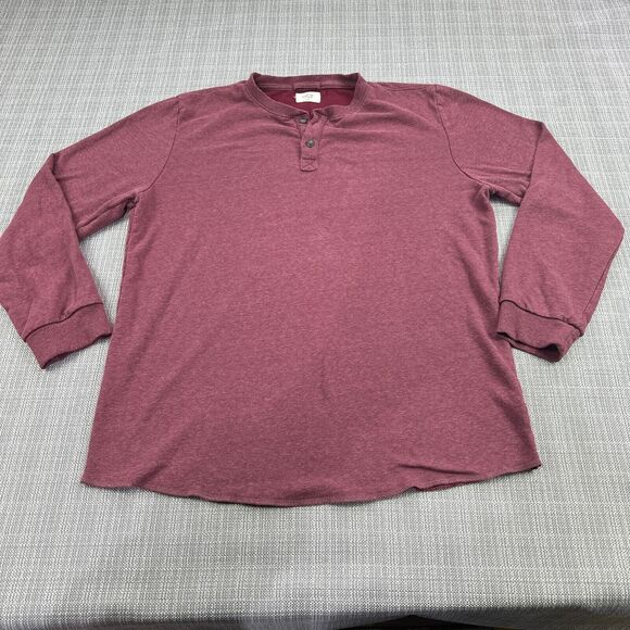 Marine Layer Henley Shirt Mens Large Burgundy Long Sleeve Comfort Rayon Blend - Picture 1 of 8